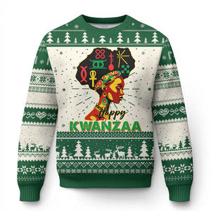 Happy Kwanzaa Ugly Christmas Sweater Nguzo Saba Symbols The 7 Principles Of Kwanzaa African Holiday