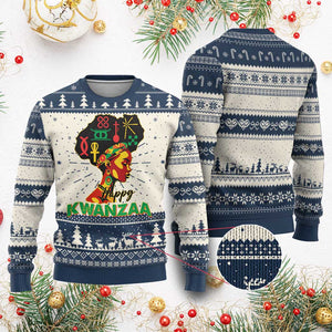 Happy Kwanzaa Ugly Christmas Sweater Nguzo Saba Symbols The 7 Principles Of Kwanzaa African Holiday