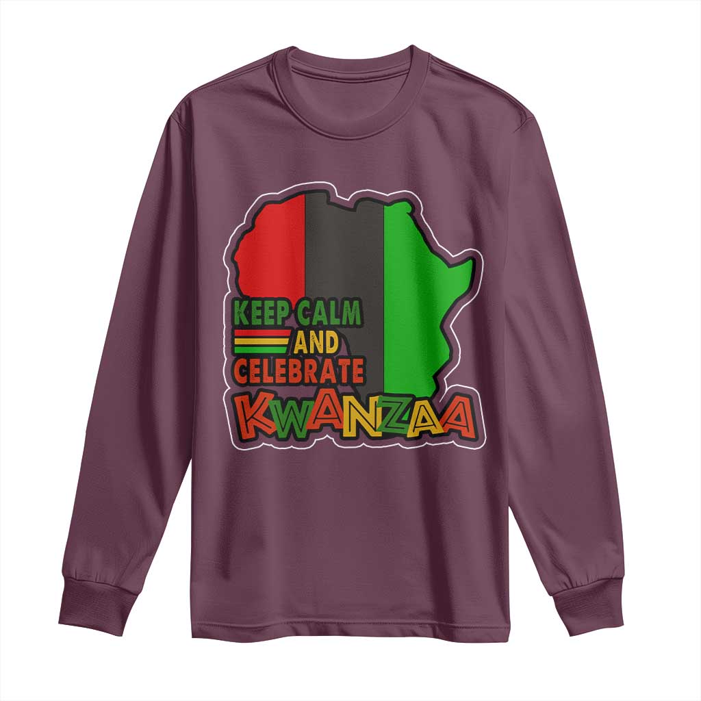 Keep Calm And Celebrate Kwanzaa Long Sleeve Shirt African American Christmas Black Holiday
