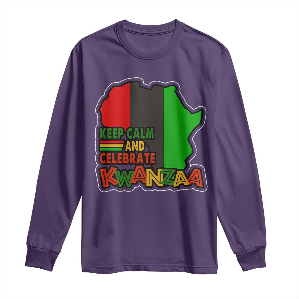 Keep Calm And Celebrate Kwanzaa Long Sleeve Shirt African American Christmas Black Holiday