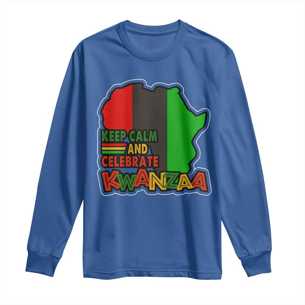 Keep Calm And Celebrate Kwanzaa Long Sleeve Shirt African American Christmas Black Holiday