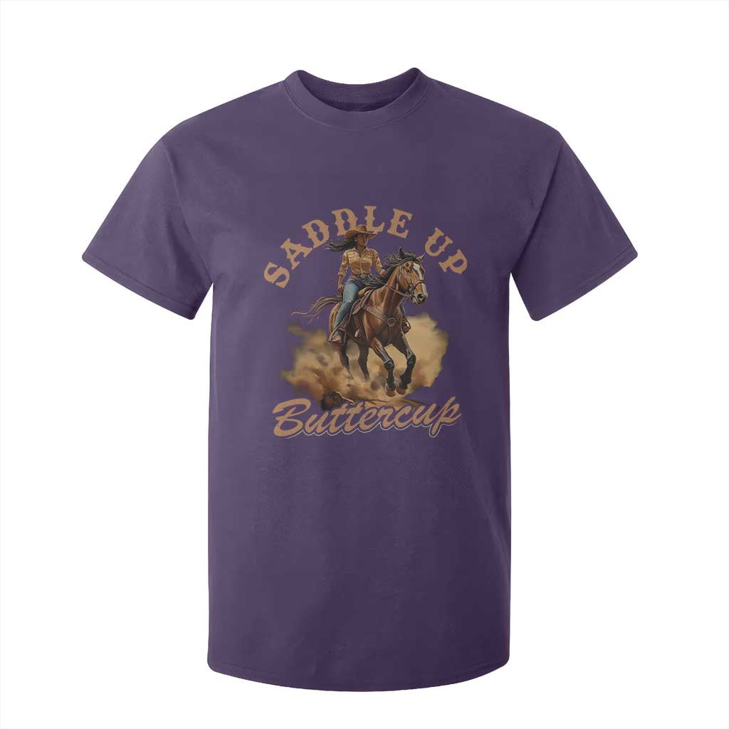 Funny African American Cowgirl T Shirt For Kid Saddle Up Buttercup Southern Western