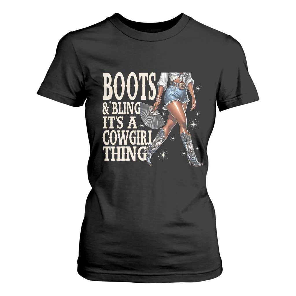 Funny African American Cowgirl T Shirt For Women Boots And Bling It's A Cowgirl Thing
