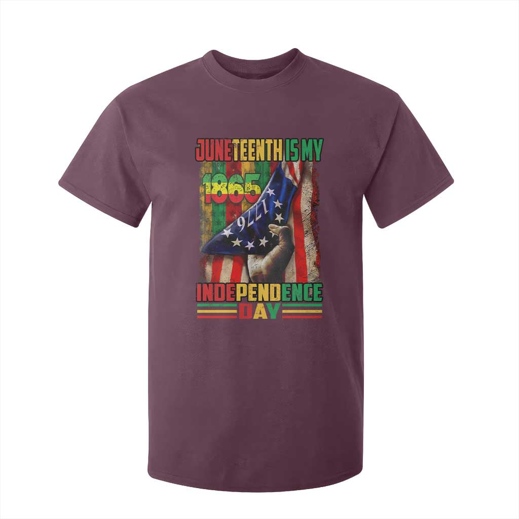 Juneteenth Is My Independence Day T Shirt For Kid Black Pride American Flag