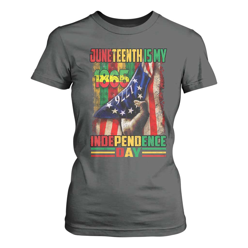 Juneteenth Is My Independence Day T Shirt For Women Black Pride American Flag