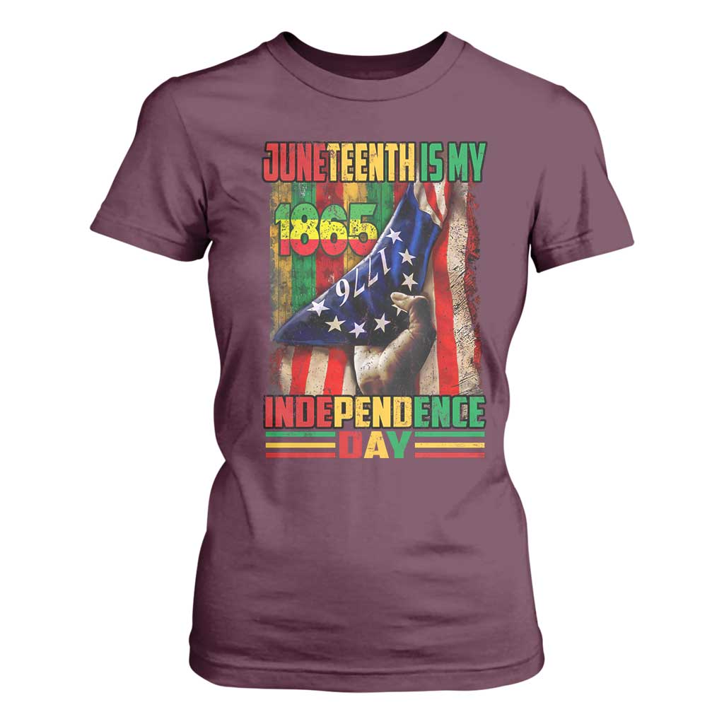 Juneteenth Is My Independence Day T Shirt For Women Black Pride American Flag