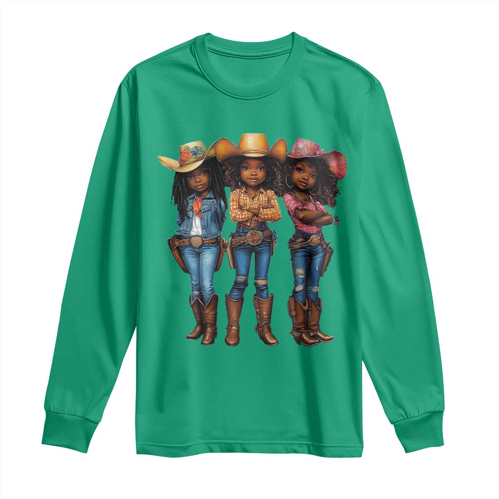 Black African American Cowgirl Baby Western Country Texas Long Sleeve Shirt