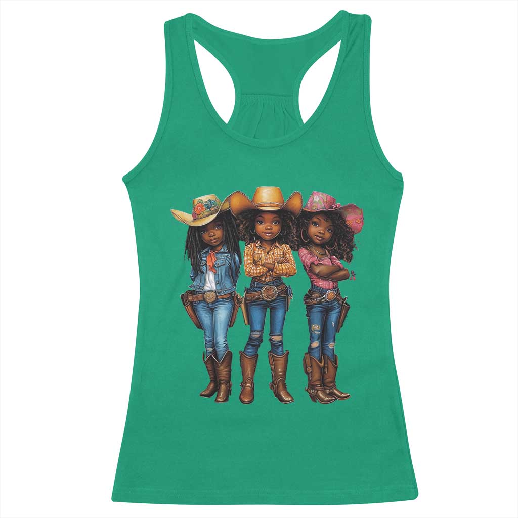 Black African American Cowgirl Baby Western Country Texas Racerback Tank Top