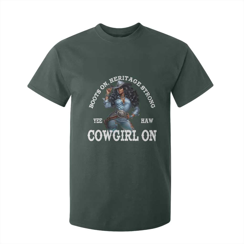 Boots On Heritage Strong Cowgirl On T Shirt For Kid African American Black Cowgirl