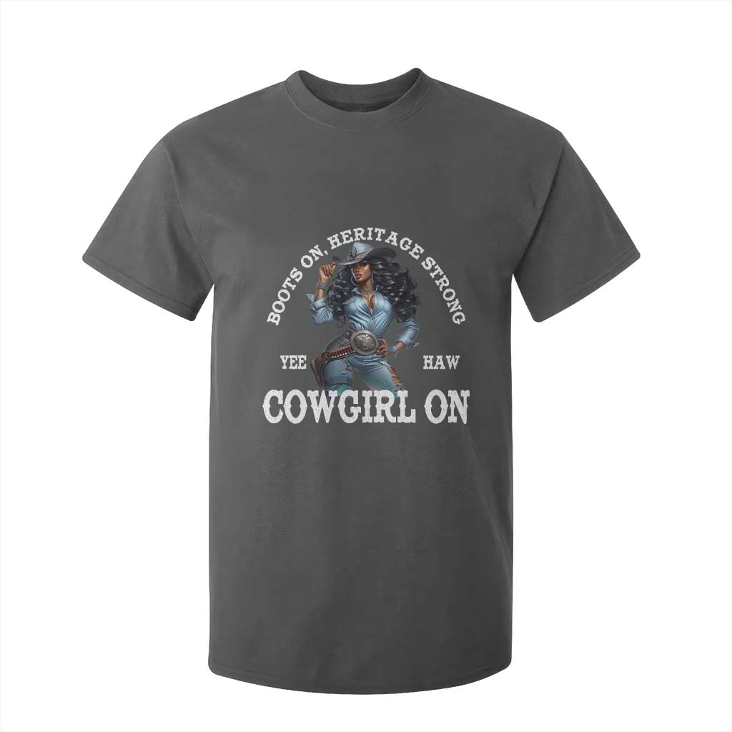 Boots On Heritage Strong Cowgirl On T Shirt For Kid African American Black Cowgirl