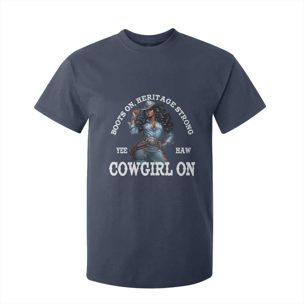 Boots On Heritage Strong Cowgirl On T Shirt For Kid African American Black Cowgirl
