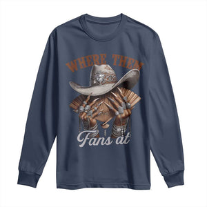 Funny African American Cowgirl Long Sleeve Shirt Where Them Fans At Western Cowboy Hat