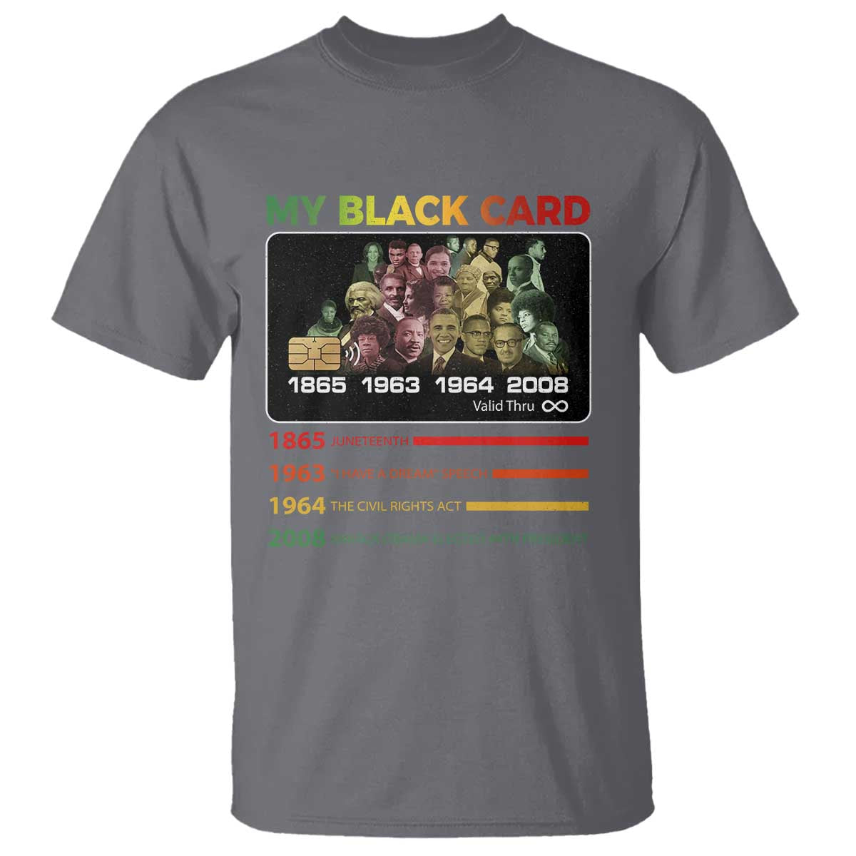 Black History T Shirt My Black Card Greatest African American Leaders