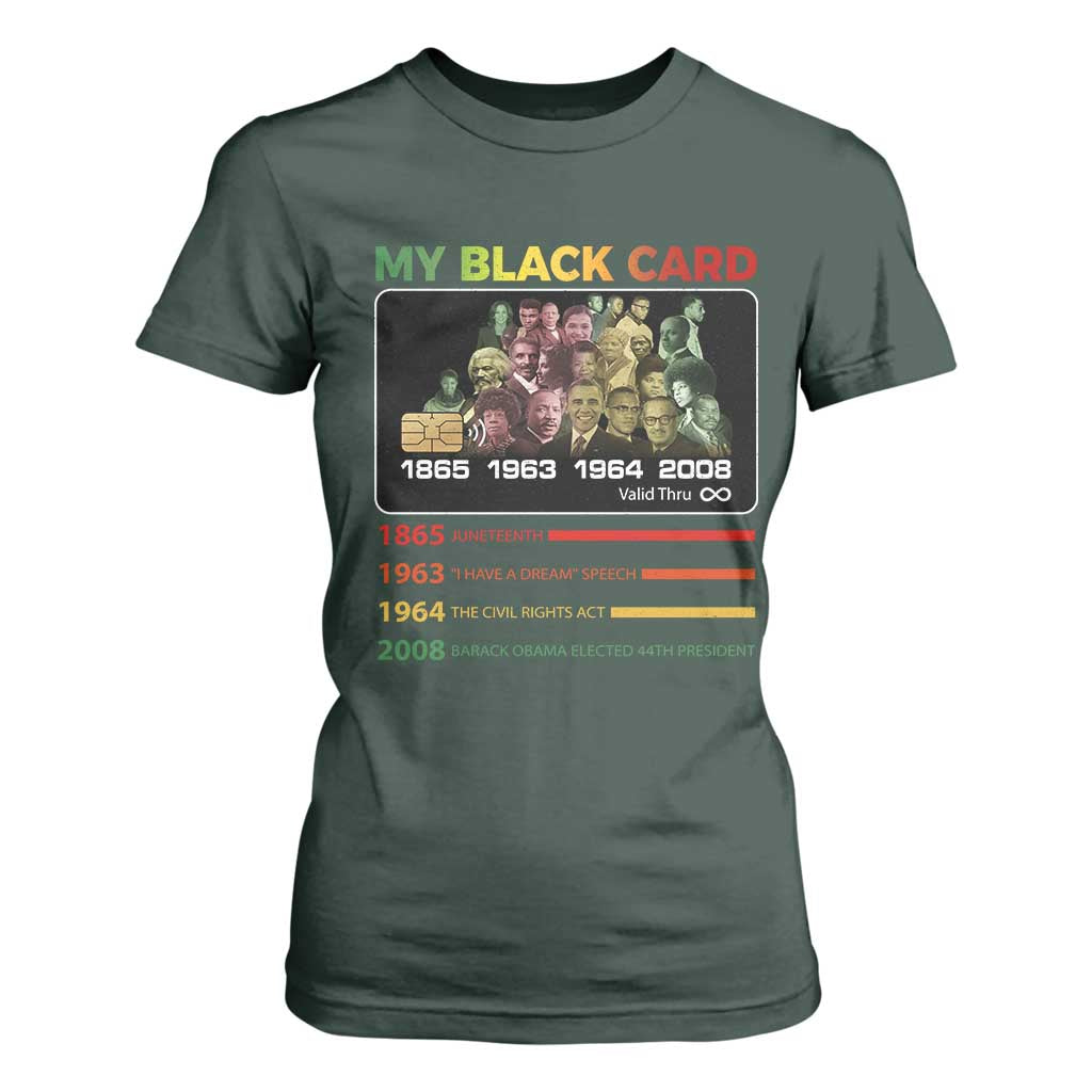 Black History T Shirt For Women My Black Card Greatest African American Leaders