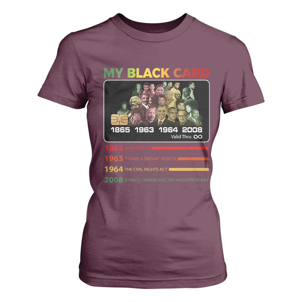 Black History T Shirt For Women My Black Card Greatest African American Leaders