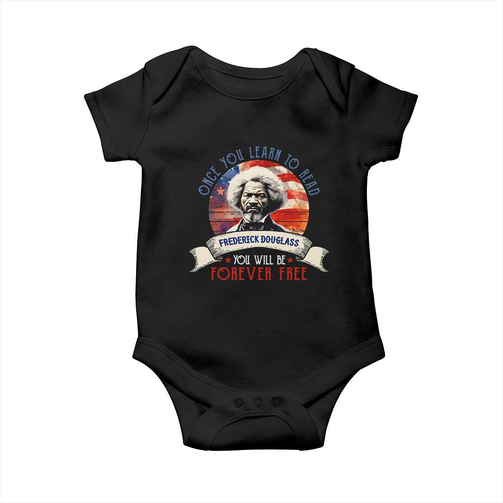 Frederick Douglass Inspirational Quotes Baby Onesie Once You Learn To Read You Will Be Forever Free USA Flag