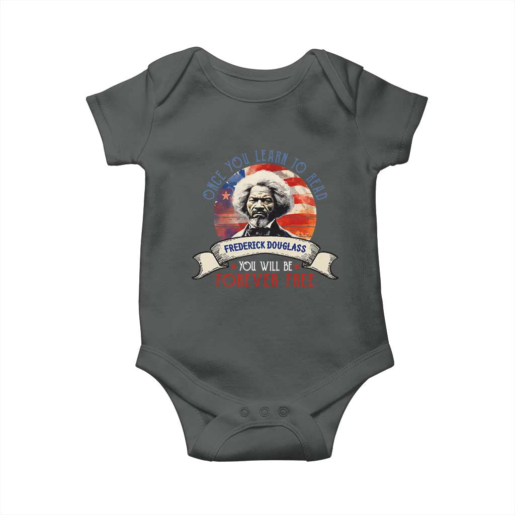 Frederick Douglass Inspirational Quotes Baby Onesie Once You Learn To Read You Will Be Forever Free USA Flag