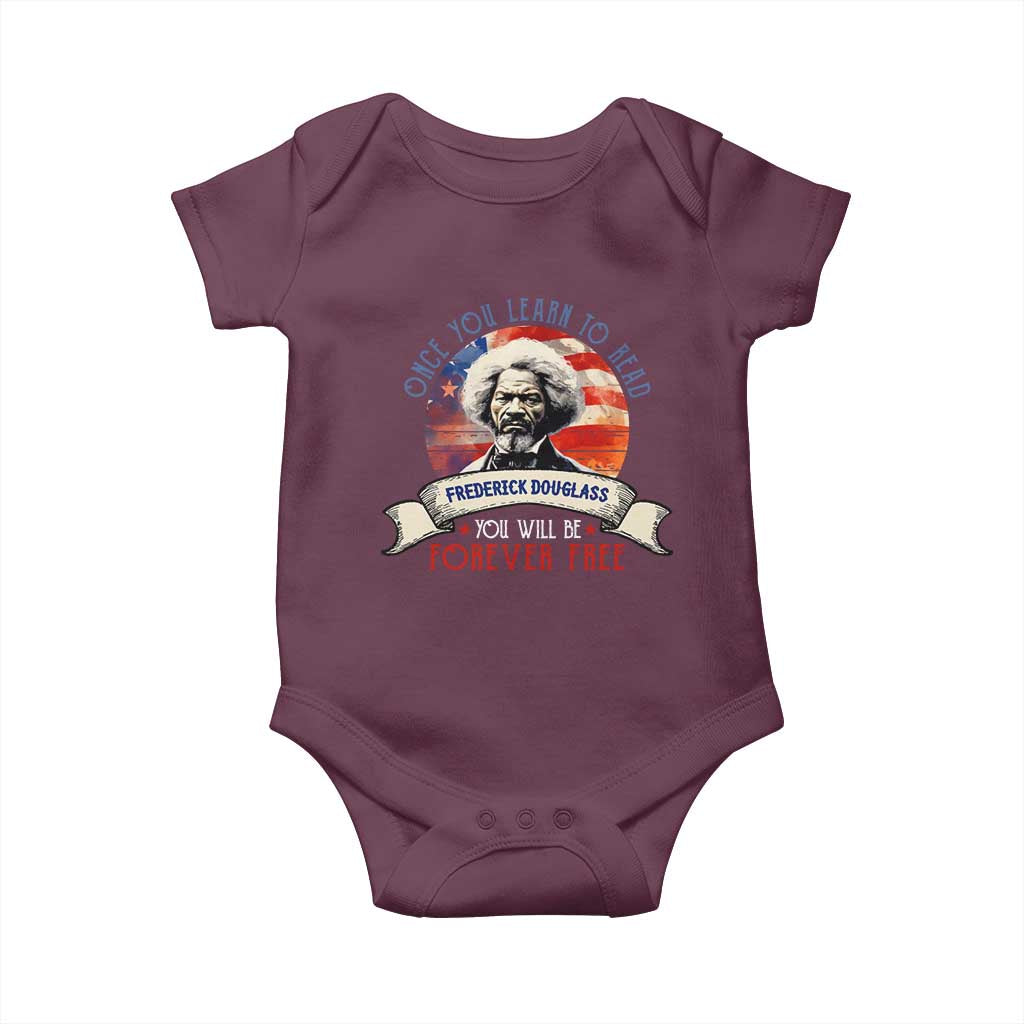 Frederick Douglass Inspirational Quotes Baby Onesie Once You Learn To Read You Will Be Forever Free USA Flag