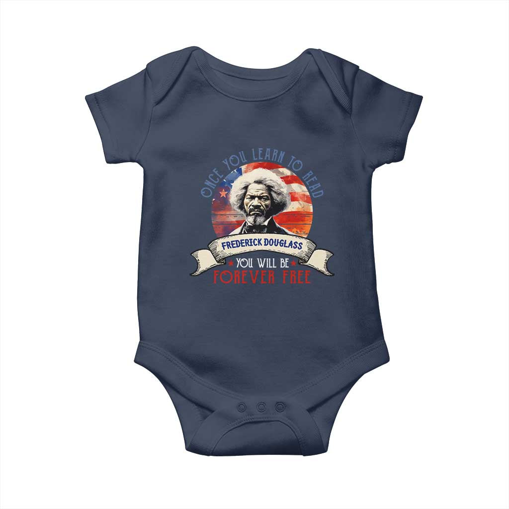 Frederick Douglass Inspirational Quotes Baby Onesie Once You Learn To Read You Will Be Forever Free USA Flag