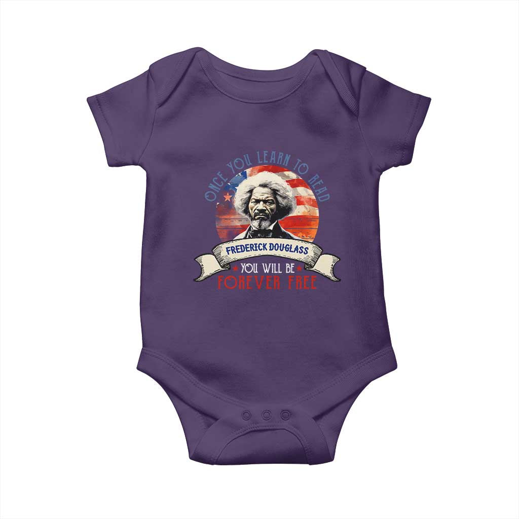 Frederick Douglass Inspirational Quotes Baby Onesie Once You Learn To Read You Will Be Forever Free USA Flag