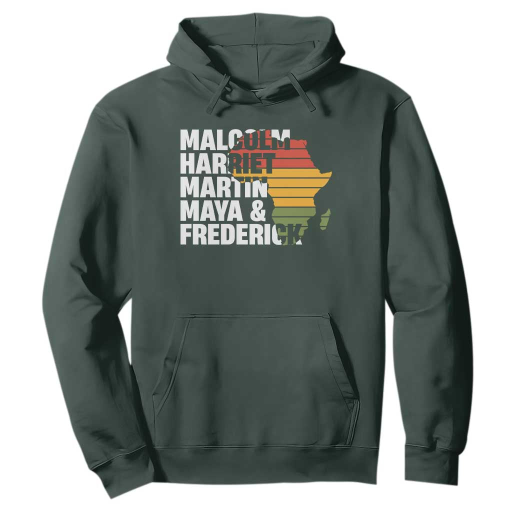 Black Leaders Hoodie Malcolm Harriet Martin Maya Frederick Africa Map