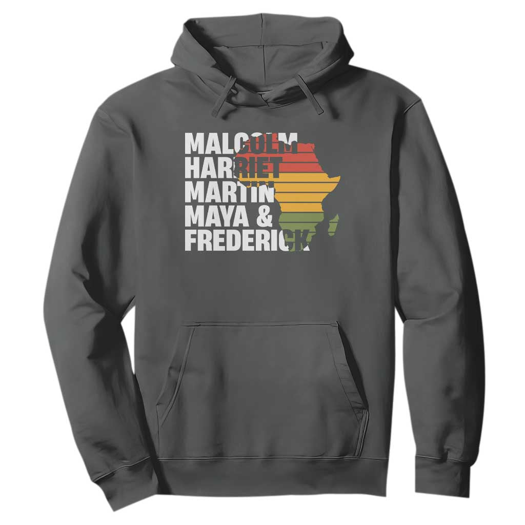 Black Leaders Hoodie Malcolm Harriet Martin Maya Frederick Africa Map