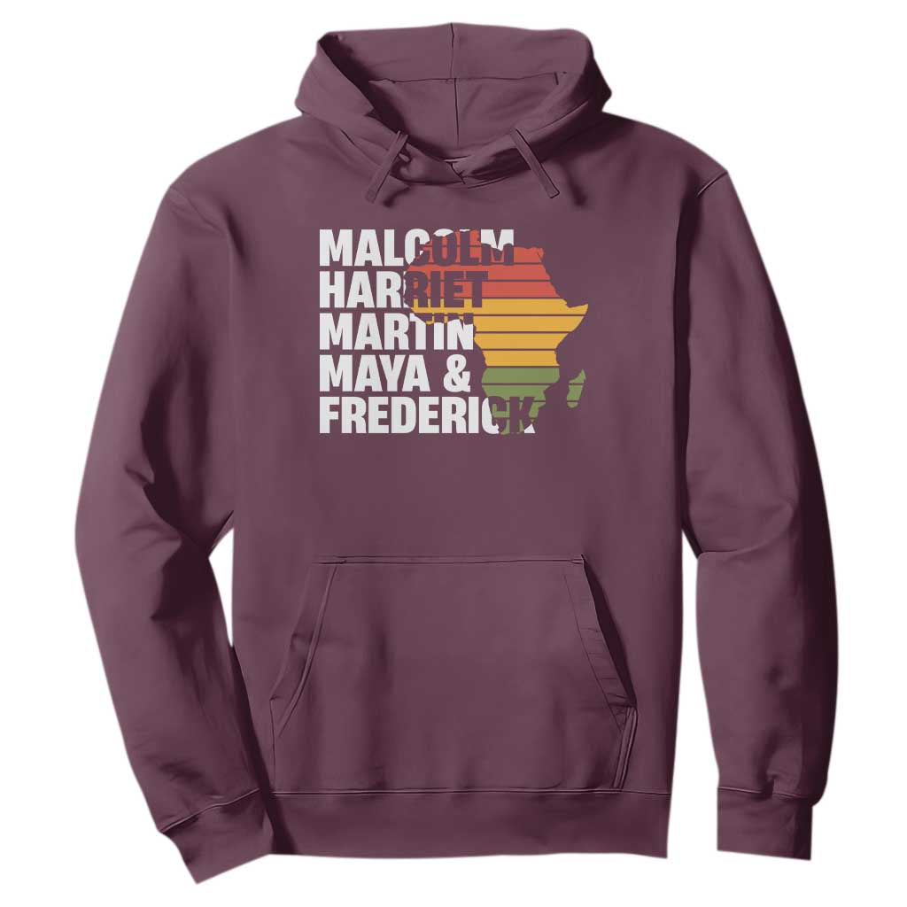 Black Leaders Hoodie Malcolm Harriet Martin Maya Frederick Africa Map