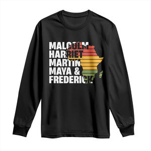 Black Leaders Long Sleeve Shirt Malcolm Harriet Martin Maya Frederick Africa Map