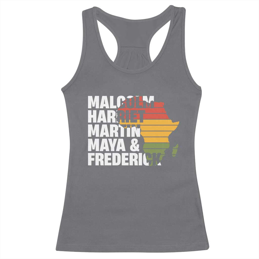 Black Leaders Racerback Tank Top Malcolm Harriet Martin Maya Frederick Africa Map