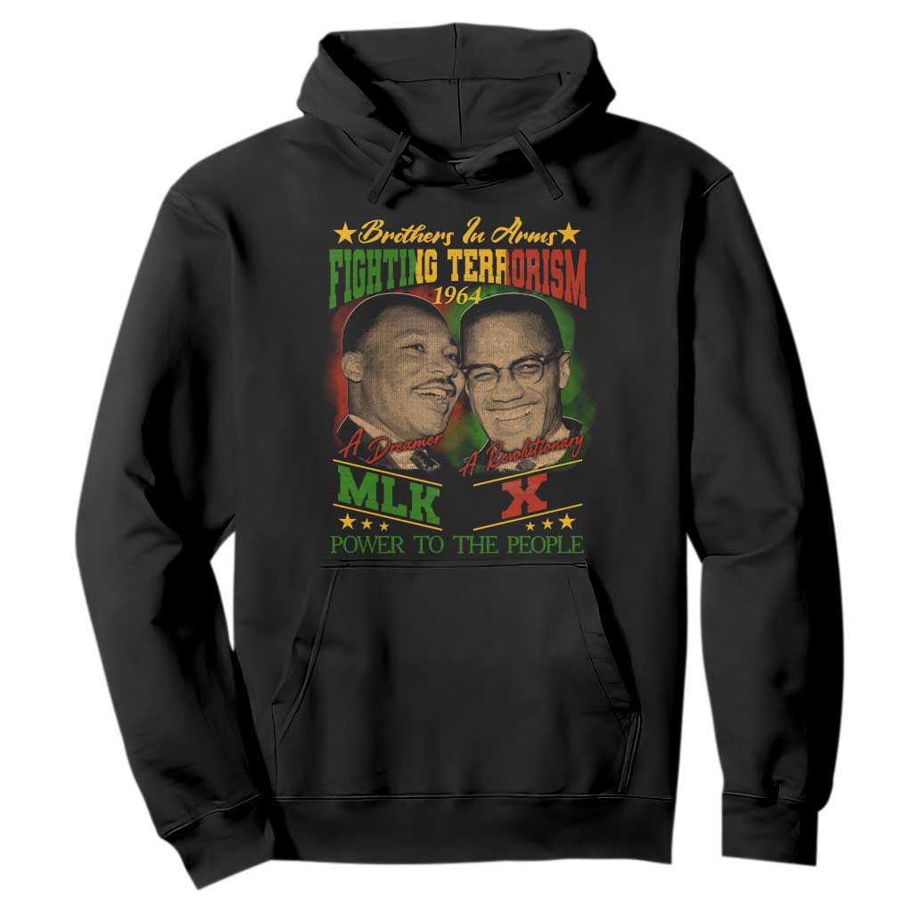 Martin Luther King And Malcolm X Hoodie Brothers In Arms Fighting Terrorism 1964 Black History Leaders