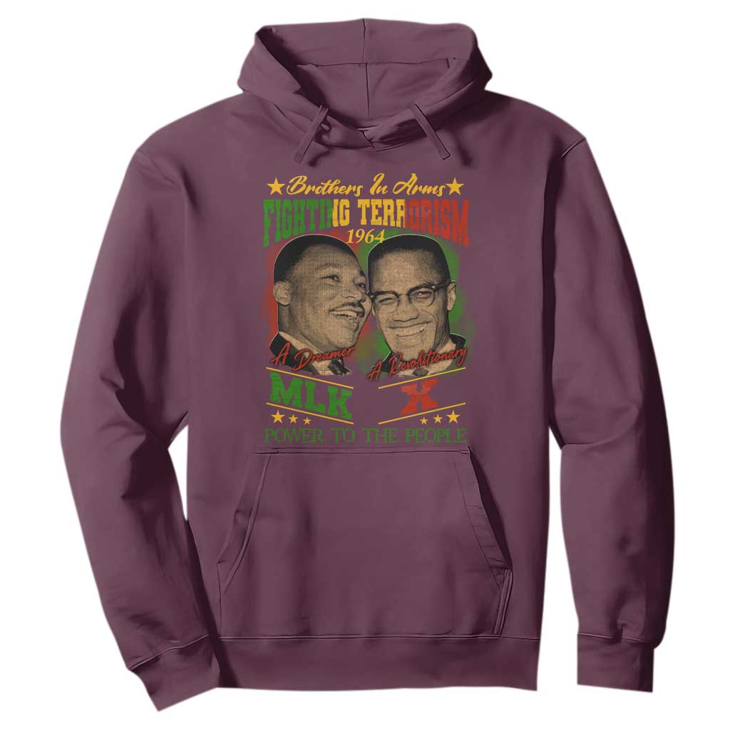 Martin Luther King And Malcolm X Hoodie Brothers In Arms Fighting Terrorism 1964 Black History Leaders