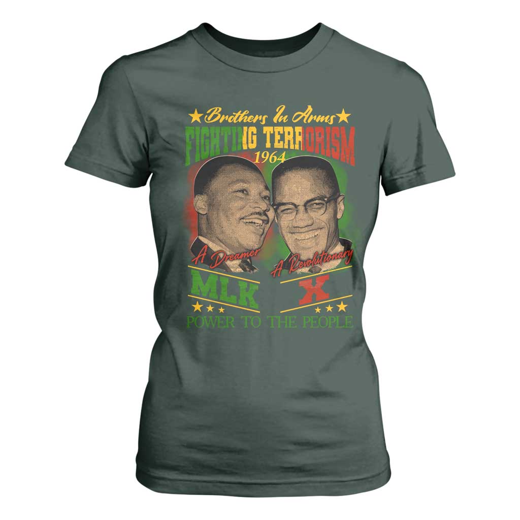 Martin Luther King And Malcolm X T Shirt For Women Brothers In Arms Fighting Terrorism 1964 Black History Leaders