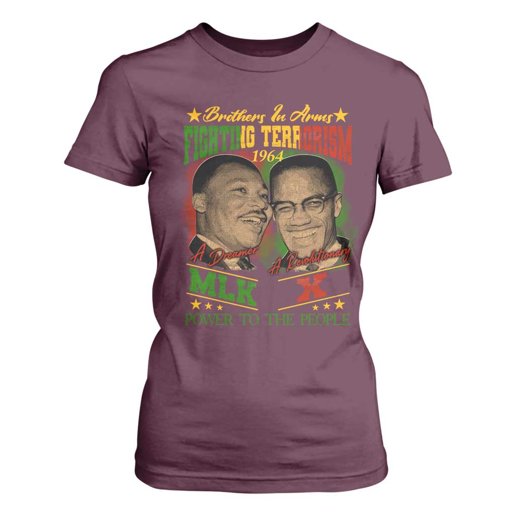 Martin Luther King And Malcolm X T Shirt For Women Brothers In Arms Fighting Terrorism 1964 Black History Leaders