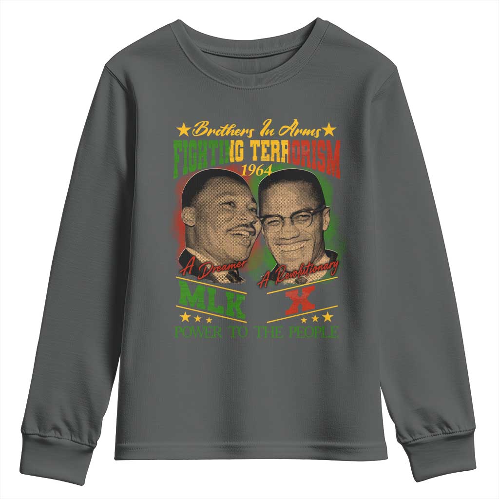 Martin Luther King And Malcolm X Youth Sweatshirt Brothers In Arms Fighting Terrorism 1964 Black History Leaders