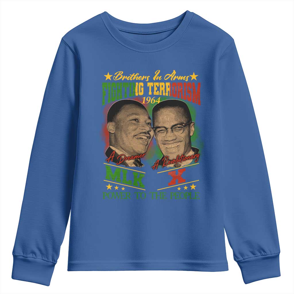 Martin Luther King And Malcolm X Youth Sweatshirt Brothers In Arms Fighting Terrorism 1964 Black History Leaders