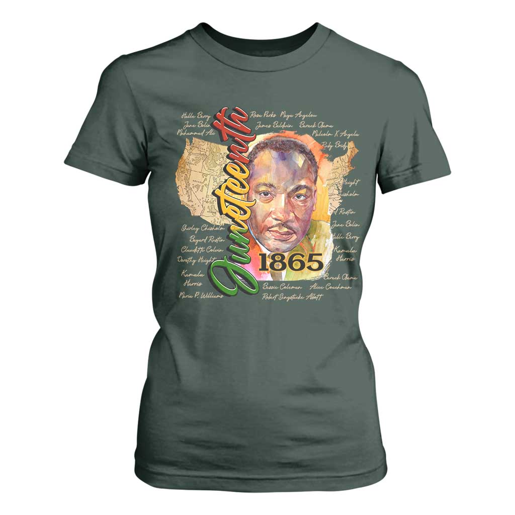Juneteenth T Shirt For Women Black Leaders African American Heritage 1865