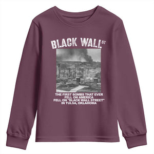 Black Wall Street First Bombs Youth Sweatshirt Tulsa Oklahoma Black History Month African American Heritage