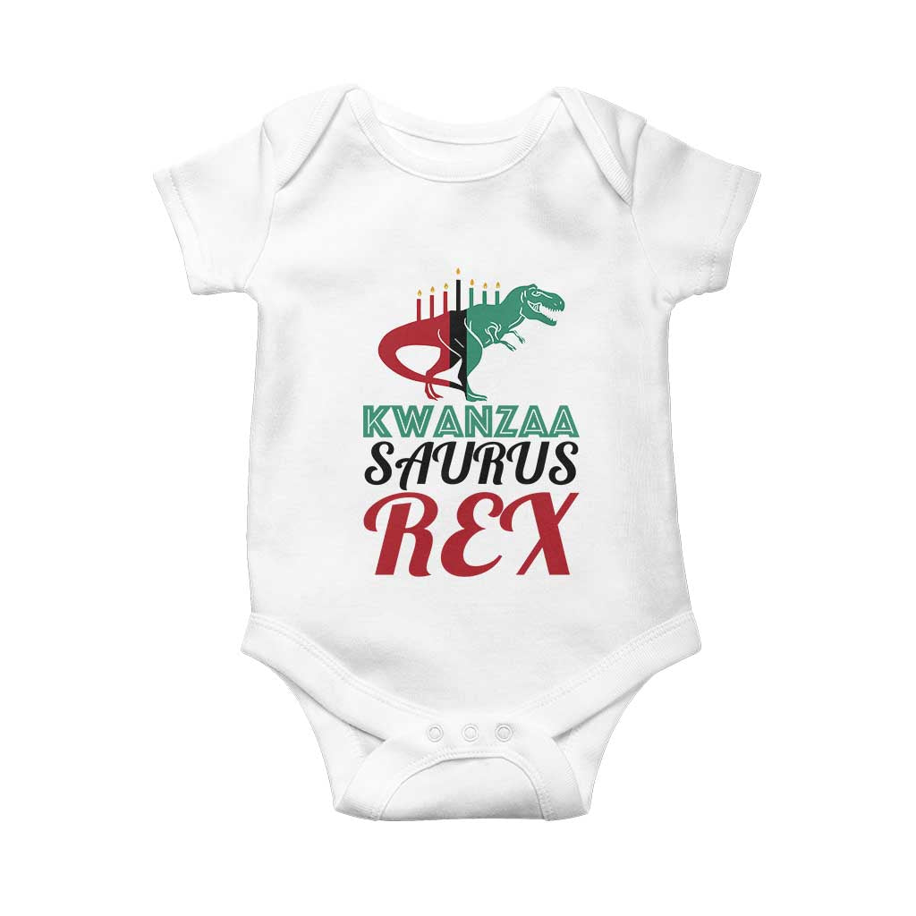 Kwanzaa Saurus Rex Kinara Candles Dinosaur T-rex African Heritage Holiday Baby Onesie