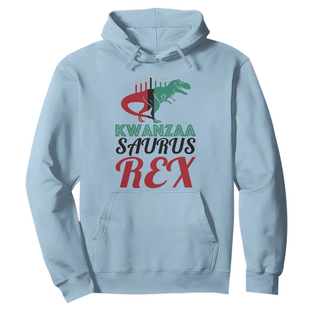 Kwanzaa Saurus Rex Kinara Candles Dinosaur T-rex African Heritage Holiday Hoodie