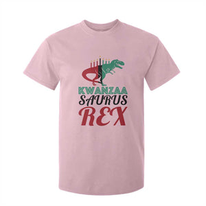 Kwanzaa Saurus Rex Kinara Candles Dinosaur T-rex African Heritage Holiday T Shirt For Kid