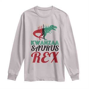 Kwanzaa Saurus Rex Kinara Candles Dinosaur T-rex African Heritage Holiday Long Sleeve Shirt