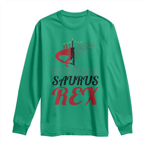 Kwanzaa Saurus Rex Kinara Candles Dinosaur T-rex African Heritage Holiday Long Sleeve Shirt