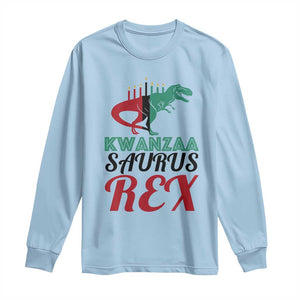 Kwanzaa Saurus Rex Kinara Candles Dinosaur T-rex African Heritage Holiday Long Sleeve Shirt