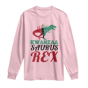 Kwanzaa Saurus Rex Kinara Candles Dinosaur T-rex African Heritage Holiday Long Sleeve Shirt