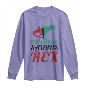 Kwanzaa Saurus Rex Kinara Candles Dinosaur T-rex African Heritage Holiday Long Sleeve Shirt