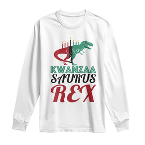 Kwanzaa Saurus Rex Kinara Candles Dinosaur T-rex African Heritage Holiday Long Sleeve Shirt