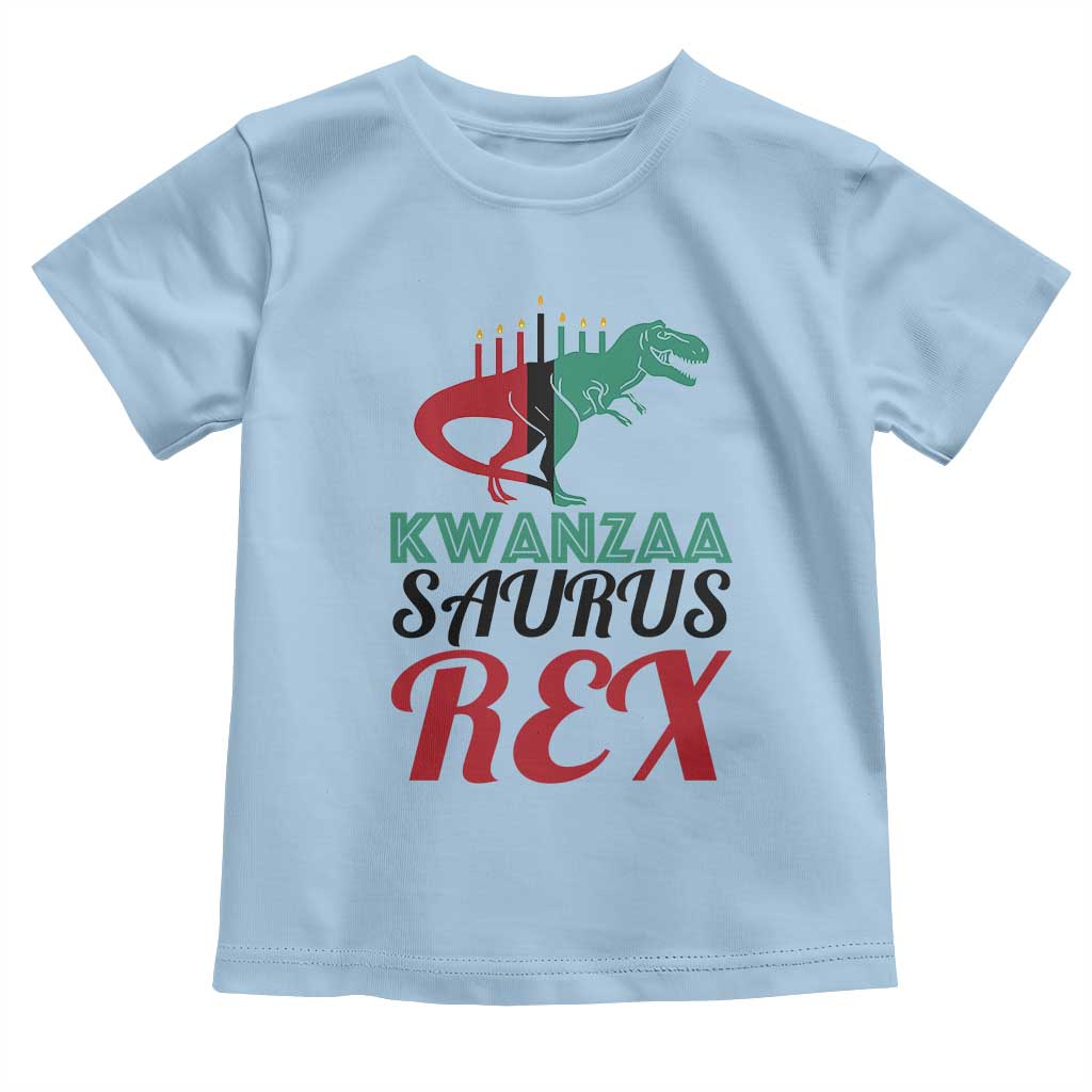 Kwanzaa Saurus Rex Kinara Candles Dinosaur T-rex African Heritage Holiday Toddler T Shirt