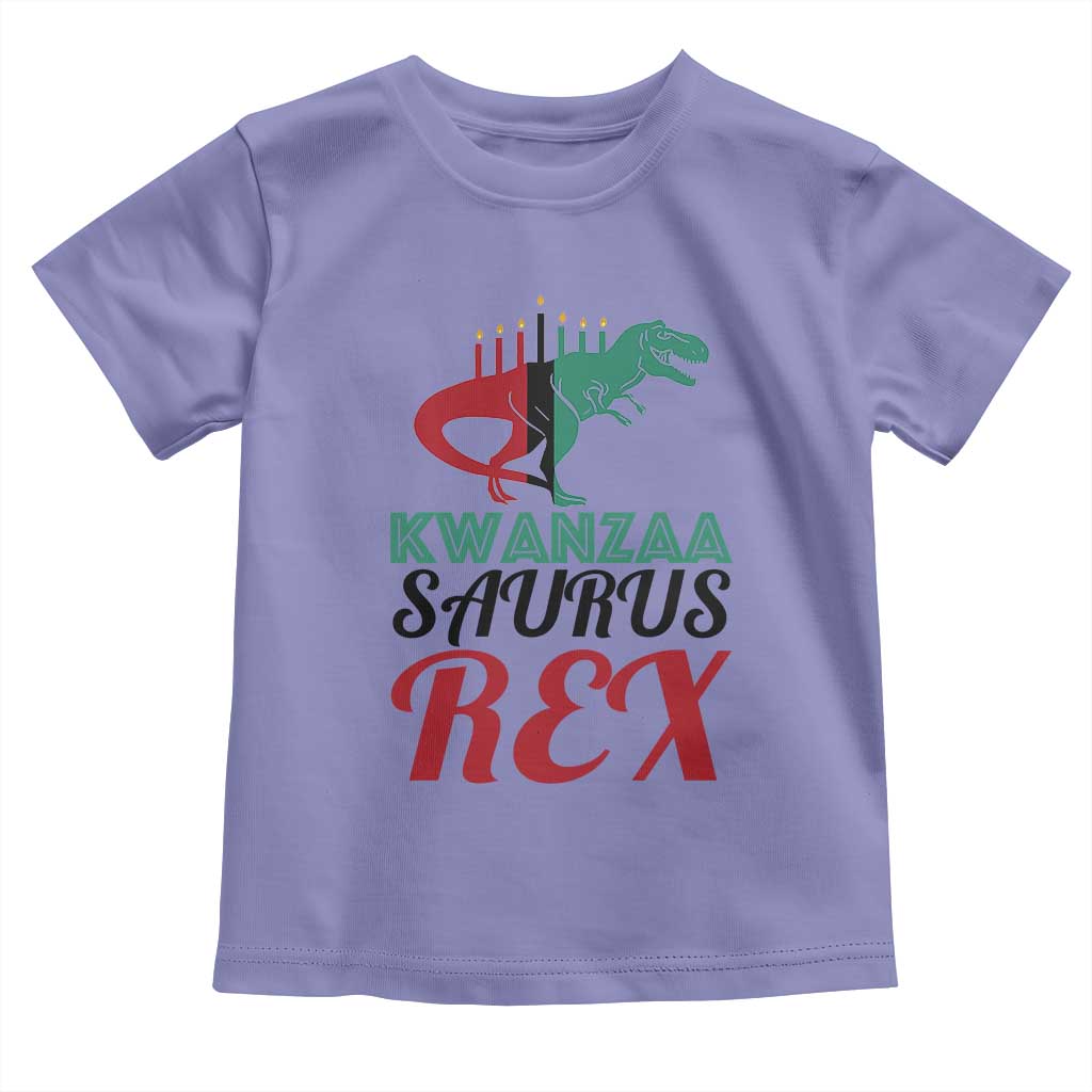 Kwanzaa Saurus Rex Kinara Candles Dinosaur T-rex African Heritage Holiday Toddler T Shirt