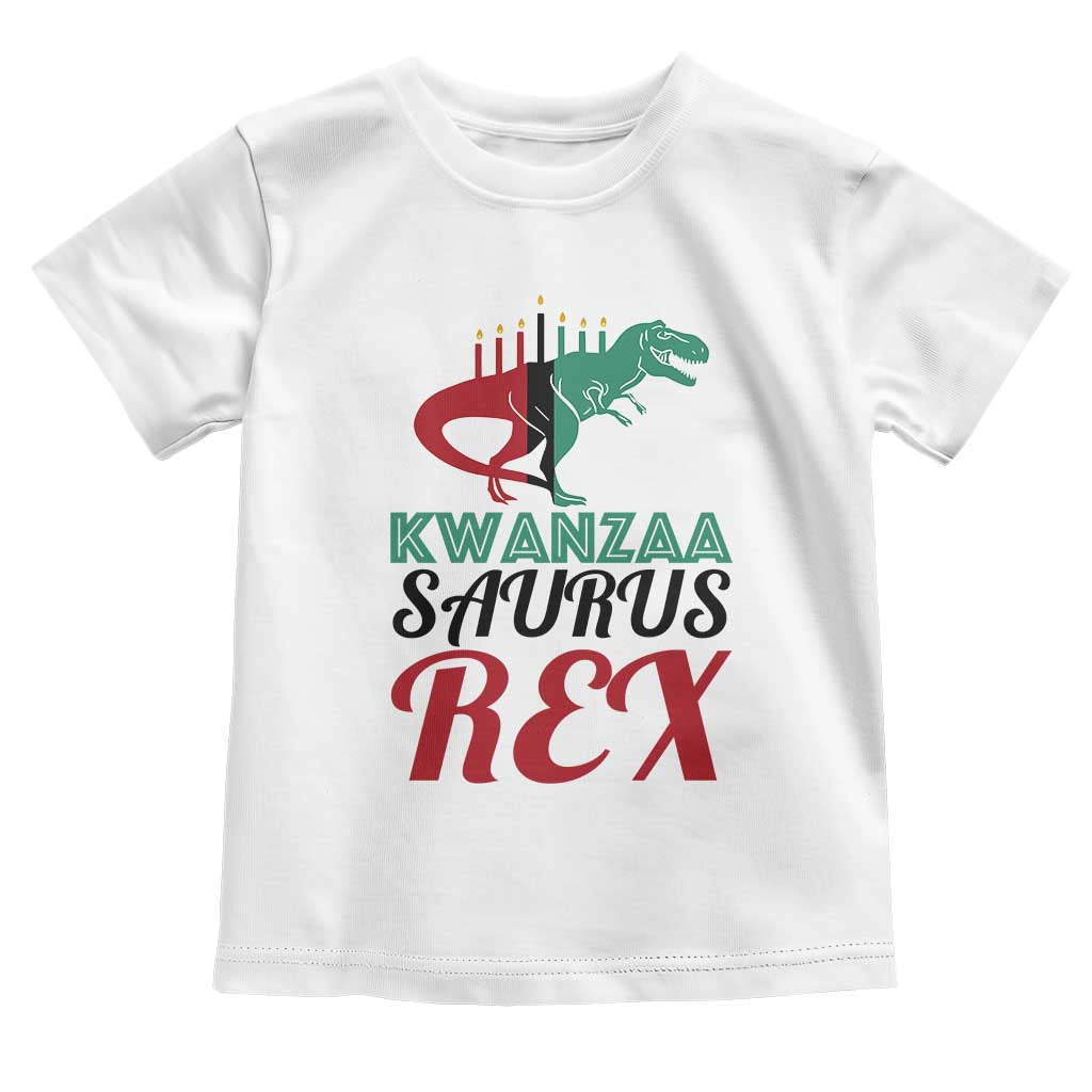 Kwanzaa Saurus Rex Kinara Candles Dinosaur T-rex African Heritage Holiday Toddler T Shirt