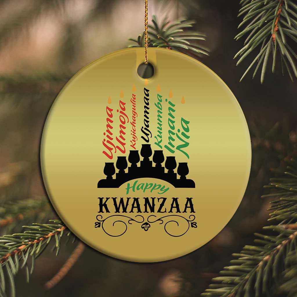 Happy Kwanzaa The 7 Principles African Nguzo Saba Kinara Candles African American Holiday Christmas Ornament